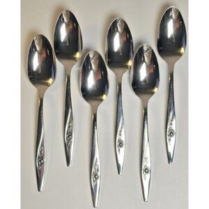 OneidaCraft LASTING ROSE Teaspoon Teaspoons Deluxe Oneida Stainless Lot of 6